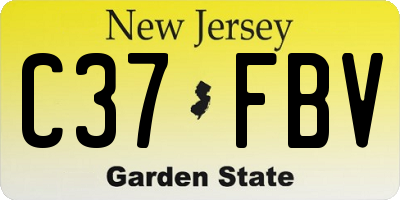 NJ license plate C37FBV