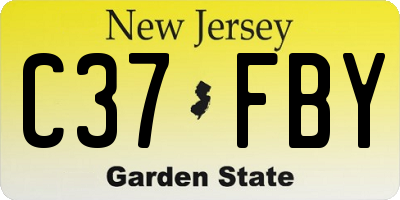 NJ license plate C37FBY