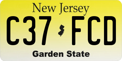 NJ license plate C37FCD
