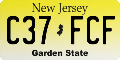 NJ license plate C37FCF