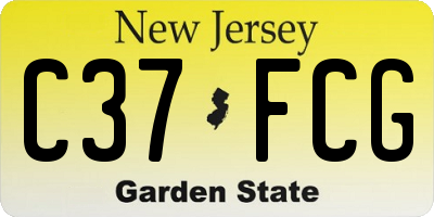 NJ license plate C37FCG