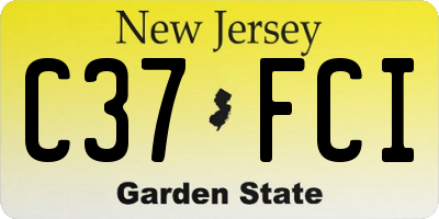 NJ license plate C37FCI