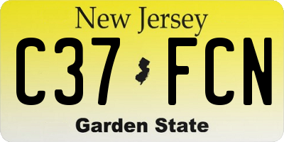 NJ license plate C37FCN
