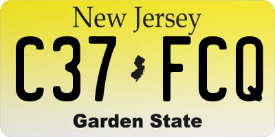 NJ license plate C37FCQ