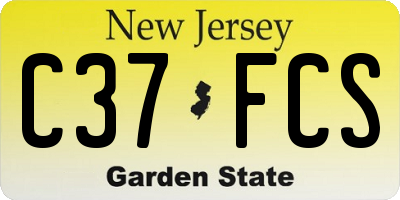 NJ license plate C37FCS