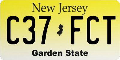 NJ license plate C37FCT
