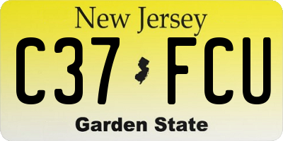 NJ license plate C37FCU