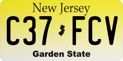 NJ license plate C37FCV