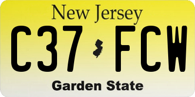 NJ license plate C37FCW