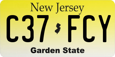 NJ license plate C37FCY