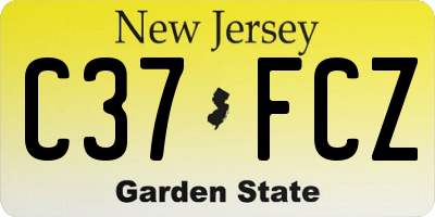 NJ license plate C37FCZ