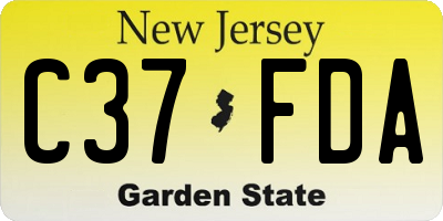 NJ license plate C37FDA