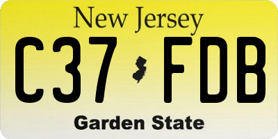 NJ license plate C37FDB