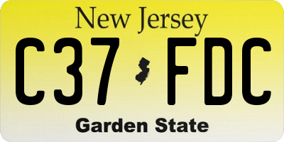 NJ license plate C37FDC