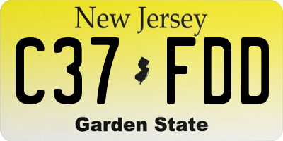 NJ license plate C37FDD