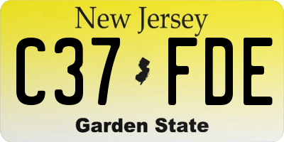 NJ license plate C37FDE