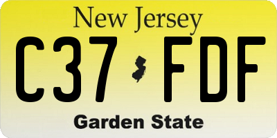 NJ license plate C37FDF
