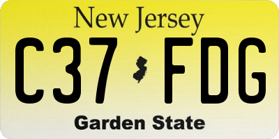 NJ license plate C37FDG