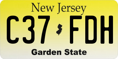 NJ license plate C37FDH