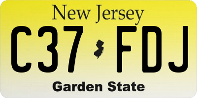 NJ license plate C37FDJ