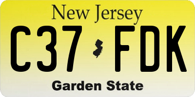 NJ license plate C37FDK
