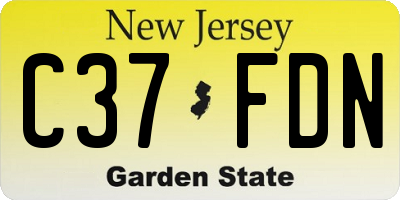 NJ license plate C37FDN