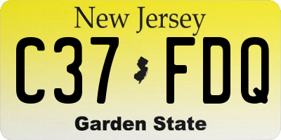NJ license plate C37FDQ