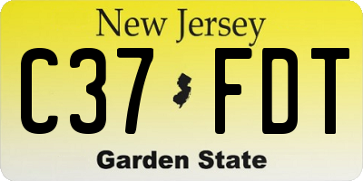NJ license plate C37FDT