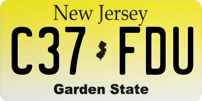 NJ license plate C37FDU