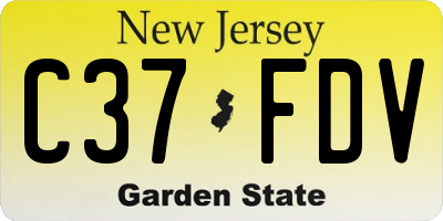 NJ license plate C37FDV