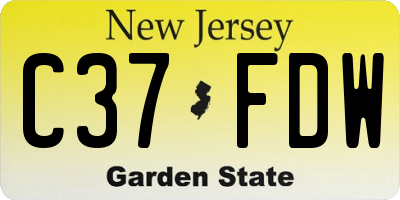 NJ license plate C37FDW