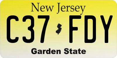 NJ license plate C37FDY