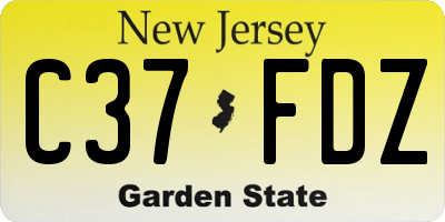 NJ license plate C37FDZ