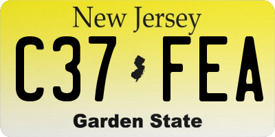 NJ license plate C37FEA