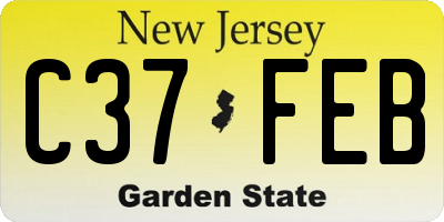 NJ license plate C37FEB