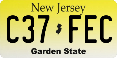 NJ license plate C37FEC