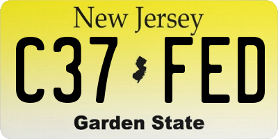 NJ license plate C37FED