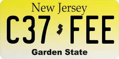 NJ license plate C37FEE