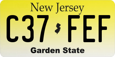 NJ license plate C37FEF