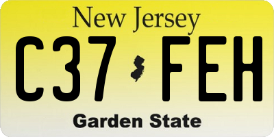 NJ license plate C37FEH