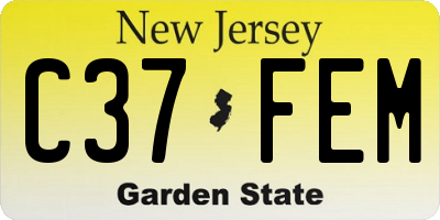 NJ license plate C37FEM