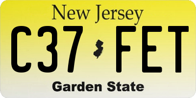 NJ license plate C37FET