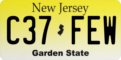 NJ license plate C37FEW