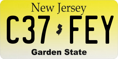 NJ license plate C37FEY
