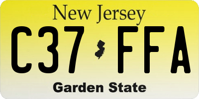 NJ license plate C37FFA