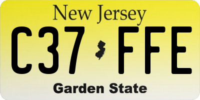 NJ license plate C37FFE