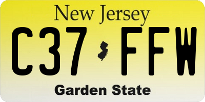 NJ license plate C37FFW