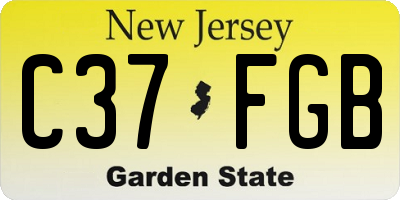 NJ license plate C37FGB