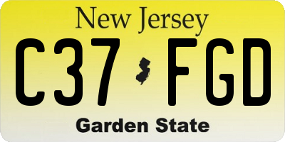 NJ license plate C37FGD