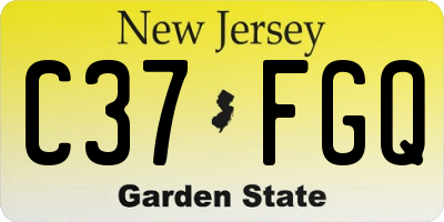 NJ license plate C37FGQ